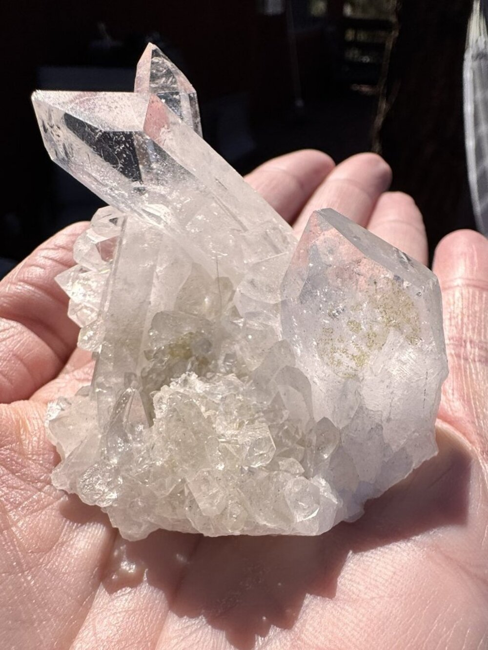 Upright Twin Point Clear Quartz Crystal Cluster – High-Clarity Natural Specimen
